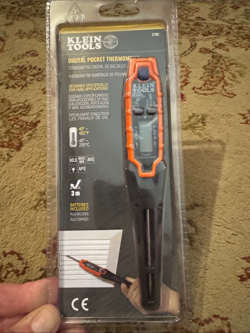 Klein Tools ET05 Digital Pocket Thermometer, Orange